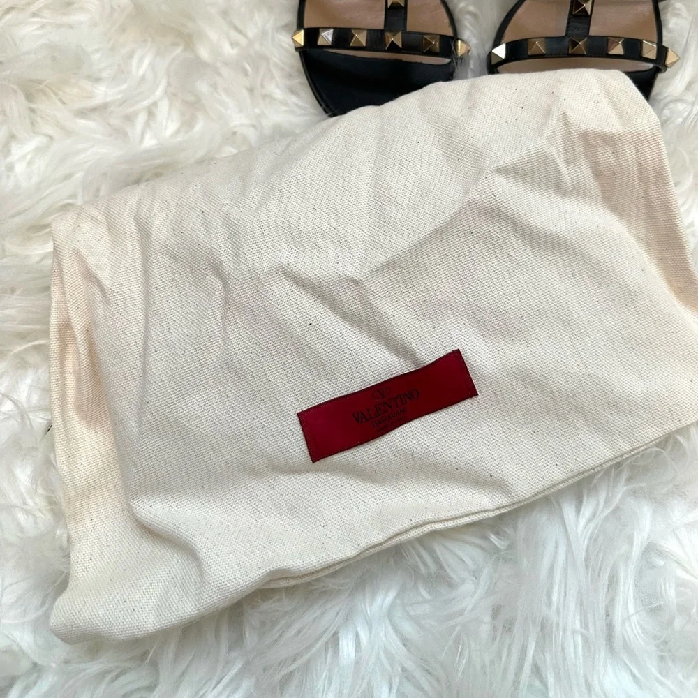 Valentino Rockstud Sandals Black Flats 36.5 - Picture 6 of 8